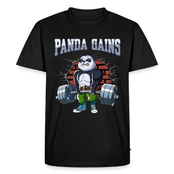 Fitness Training Pompes Panda Deadlift Fitness - T-shirt Premium bio Homme - noir - Devant - Nico (187cm)