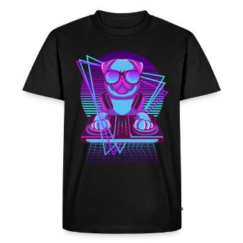 Party Music Techno Dogs Vaporwave DJ Pug Dog - Men's Premium Organic T-Shirt - black - Front - Nico (187cm)