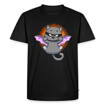 Chat noir avec aile de chauve-souris Chaton Halloween - T-shirt Premium bio Homme - noir - Devant - Nico (187cm)