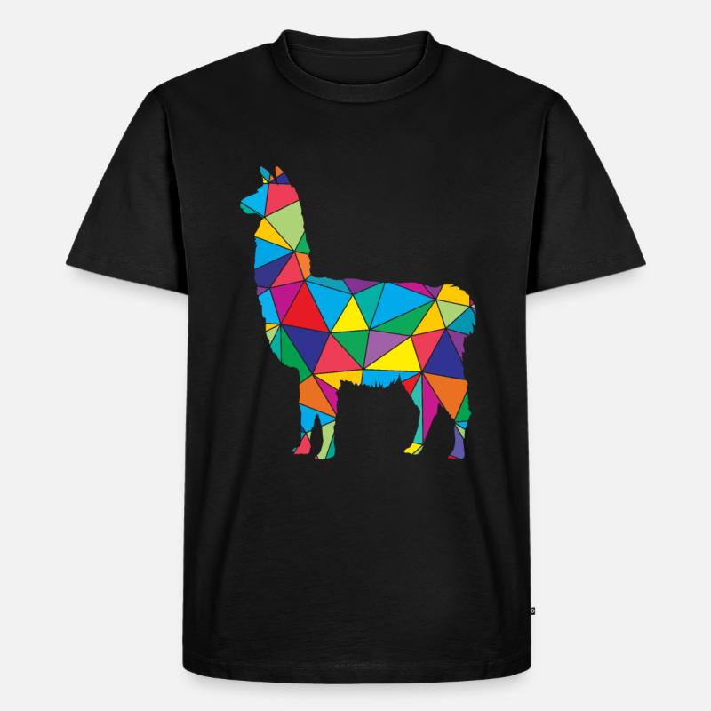 Lama Polygone Low Poly Animal - T-shirt Premium bio Homme - noir
