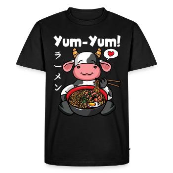 Yum Yum Japan Anime Ramen Noodle Cow - Men's Premium Organic T-Shirt - black - Front - Nico (187cm)