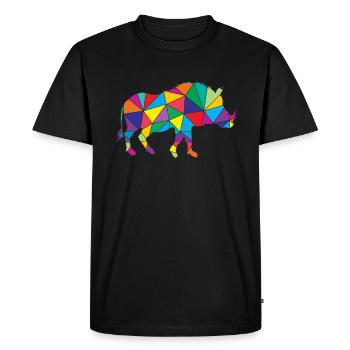 Warthog Polygon Wild Boar - Men's Premium Organic T-Shirt - black - Front - Nico (187cm)
