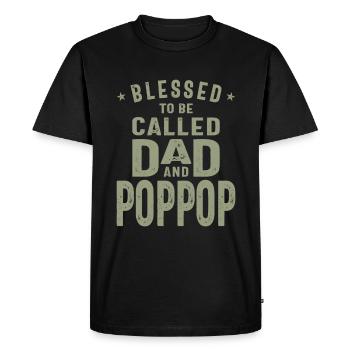 Papa et Pop-Pop - Double Blessing - Fête des pères - T-shirt Premium bio Homme - noir - Devant - Nico (187cm)