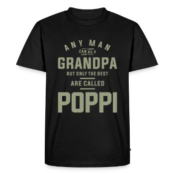 Poppi - Un titre gagné, pas donné - Fête des pères - T-shirt Premium bio Homme - noir - Devant - Nico (187cm)