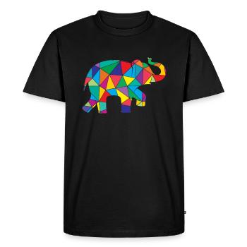 Low Poly Elephant Geometry Elephant - Men's Premium Organic T-Shirt - black - Front - Nico (187cm)