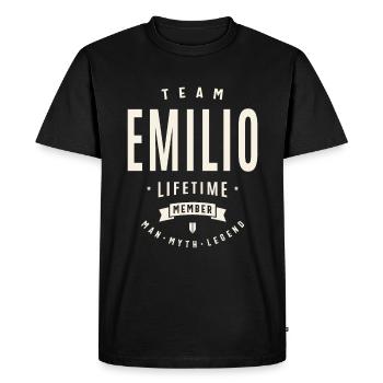 Membre à vie de l’équipe Emilio - T-shirt Premium bio Homme - noir - Devant - Nico (187cm)