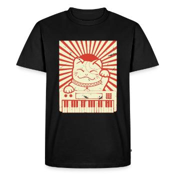 Modular Cat Japanese Analog Synthesizer Cat - Men's Premium Organic T-Shirt - black - Front - Nico (187cm)
