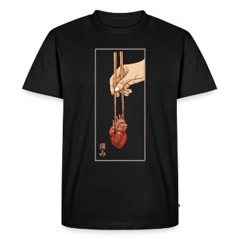 Vaporwave Japan Art Human Heart - Men's Premium Organic T-Shirt - black - Front - Nico (187cm)