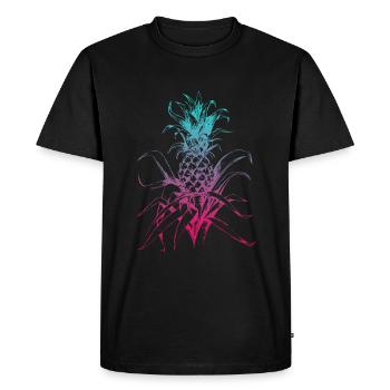 Vaporwave Ananas Hawaiian Summer Tropical Fruit - T-shirt Premium bio Homme - noir - Devant - Nico (187cm)