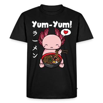 Yum Yum Japan Anime Ramen Noodle Axolotl - Men's Premium Organic T-Shirt - black - Front - Nico (187cm)