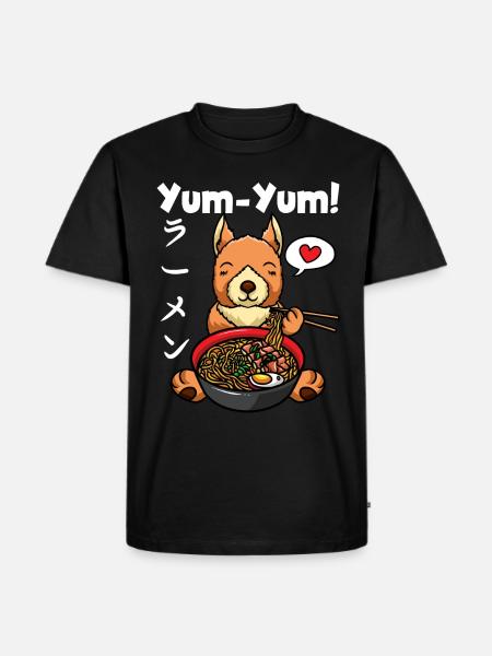 Anime egern Ramen nudler Kawaii - Herre Premium økologisk T-shirt - sort