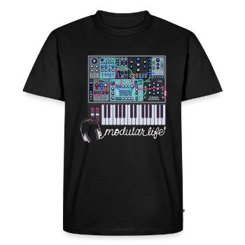 Modulaire Life Casque Casque Audio Synthétiseur - T-shirt Premium bio Homme - noir - Devant - Nico (187cm)