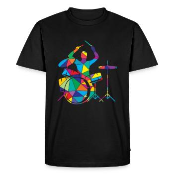 Batterie Polygon Batteur - T-shirt Premium bio Homme - noir - Devant - Nico (187cm)