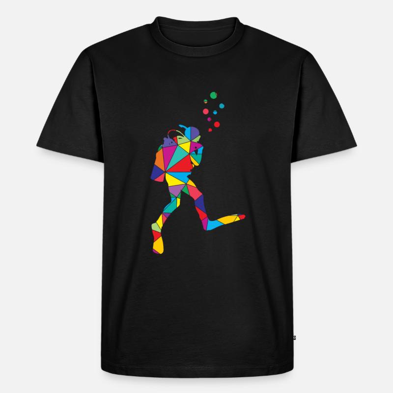Taucher Polygon Tauchlehrer - Männer Premium Bio T-Shirt - Schwarz