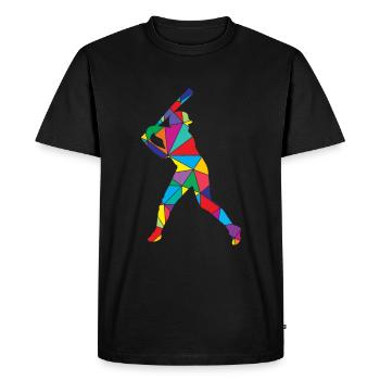 Baseball player Polygon Baseball - Men's Premium Organic T-Shirt - black - Front - Nico (187cm)