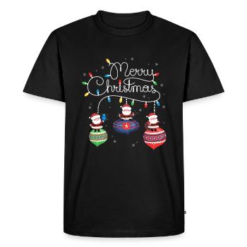 Joyeux Noël Père Noël Décoration de Noël - T-shirt Premium bio Homme - noir - Devant - Nico (187cm)