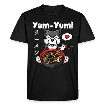 Anime Dog Ramen Noodles Husky Kawaii - T-shirt Premium bio Homme - noir - Devant - Nico (187cm)