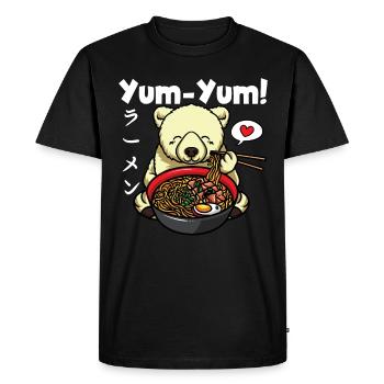 Yum Yum Japan Anime Ramen Noodle Polar Bear - Men's Premium Organic T-Shirt - black - Front - Nico (187cm)
