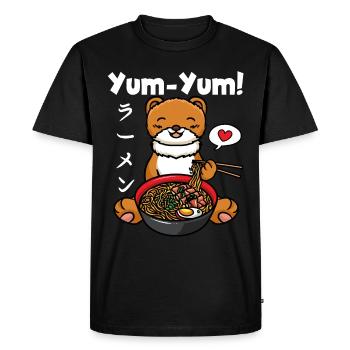 Yum Yum Japan Anime Ramen Noodle Weasel - Men's Premium Organic T-Shirt - black - Front - Nico (187cm)