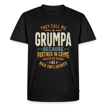 Grumpa - Not a Bad Influence, Just a Partner Crime - Men's Premium Organic T-Shirt - black - Front - Nico (187cm)