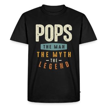 Pops The Man The Myth The Legend - fDad & Grandpa - Men's Premium Organic T-Shirt - black - Front - Nico (187cm)