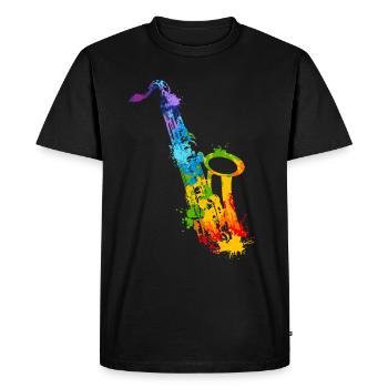 Splash Saxophone - Men's Premium Organic T-Shirt - black - Front - Nico (187cm)