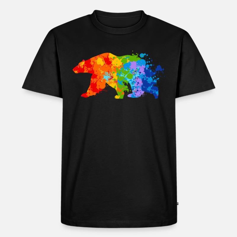 Polarbär Splash Art Eisbär - Männer Premium Bio T-Shirt - Schwarz