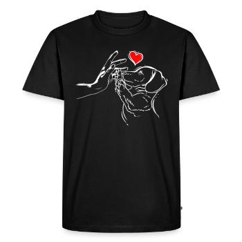 Joli cœur de chien se tenant la main avec un teckel - T-shirt Premium bio Homme - noir - Devant - Nico (187cm)