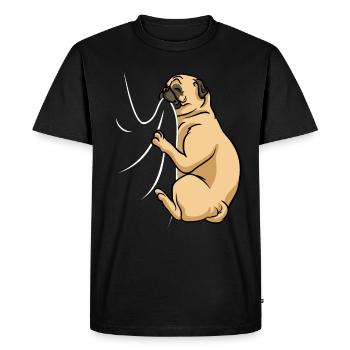 Biting Pug - Men's Premium Organic T-Shirt - black - Front - Nico (187cm)