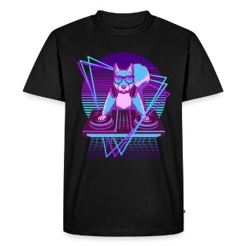 Party Music Techno Squirrel Vaporwave Rodent - Men's Premium Organic T-Shirt - black - Front - Nico (187cm)