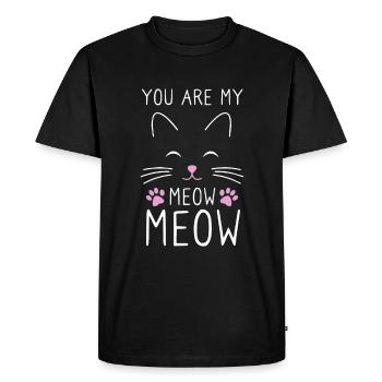 Tu es mon chat miaou miaou - T-shirt Premium bio Homme - noir - Devant - Nico (187cm)