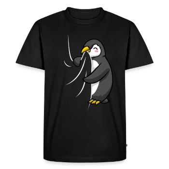 Biting Penguin - Men's Premium Organic T-Shirt - black - Front - Nico (187cm)