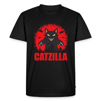 Catzilla Cat Kitten Monster Cat - Men's Premium Organic T-Shirt - black - Front - Nico (187cm)