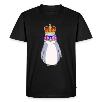 Pingouin porte la couronne Angleterre - T-shirt Premium bio Homme - noir - Devant - Nico (187cm)