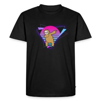 Vaporwave Sloth - Men's Premium Organic T-Shirt - black - Front - Nico (187cm)