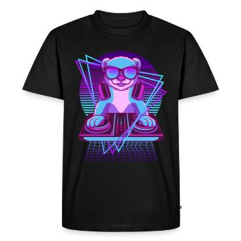 Musique, Techno, Weasel, Vaporwave, DJ, Ferret - T-shirt Premium bio Homme - noir - Devant - Nico (187cm)