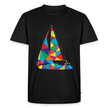 Sailboat Polygon Sailor Skipper - Men's Premium Organic T-Shirt - black - Front - Nico (187cm)