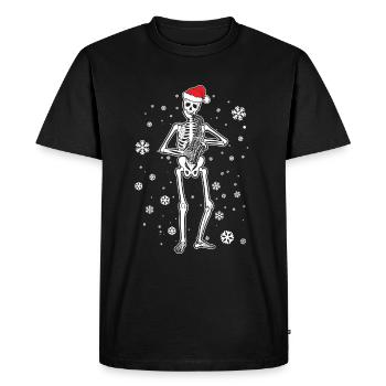 Squelette de saxophone avec chapeau de Noël saxophoniste - T-shirt Premium bio Homme - noir - Devant - Nico (187cm)