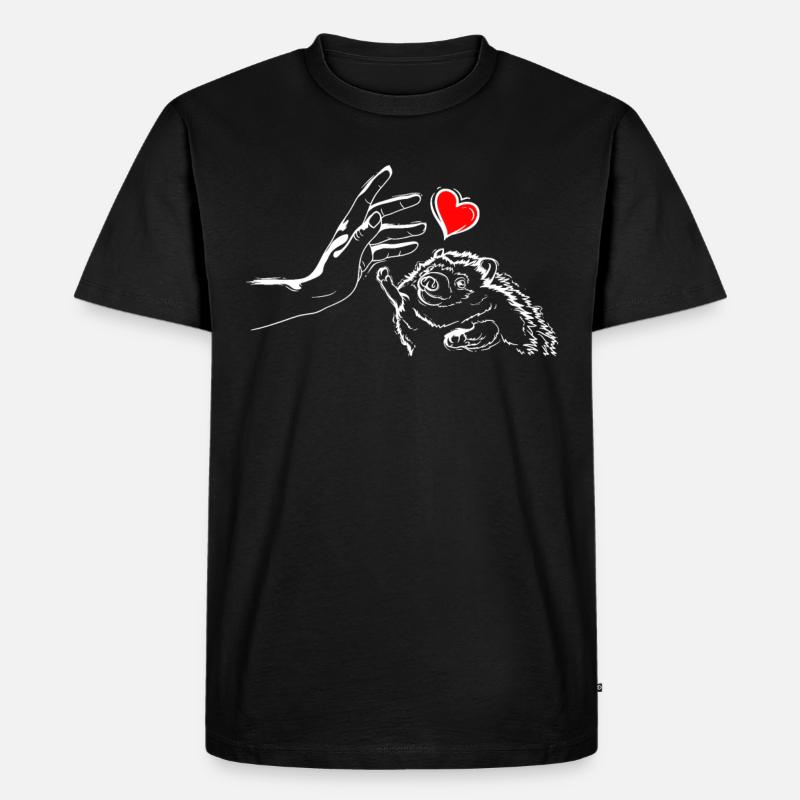Igel Liebe Igel High Five - Männer Premium Bio T-Shirt - Schwarz