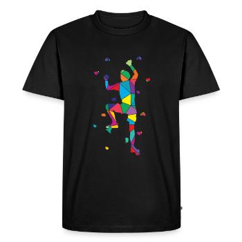Low Poly Mountaineer Polygon Mur Escalade - T-shirt Premium bio Homme - noir - Devant - Nico (187cm)