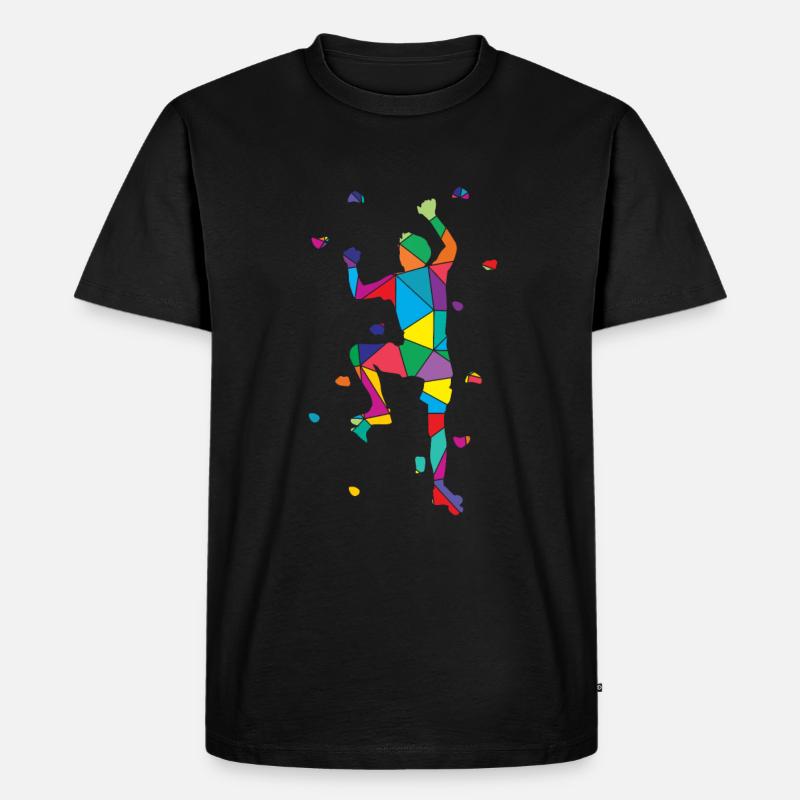 Low Poly Bergsteiger Polygon Wandklettern - Männer Premium Bio T-Shirt - Schwarz