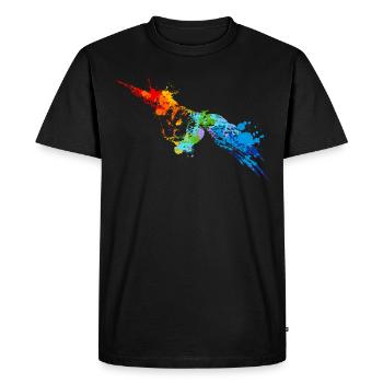 Spray Paint Owl Hibou coloré - T-shirt Premium bio Homme - noir - Devant - Nico (187cm)