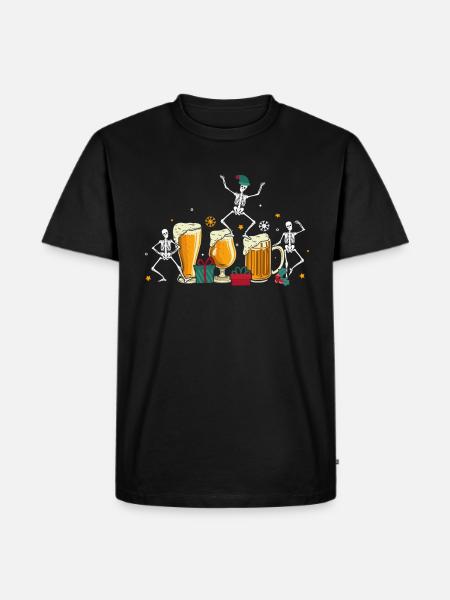 Skeleton Beer - Männer Premium Bio T-Shirt - Schwarz