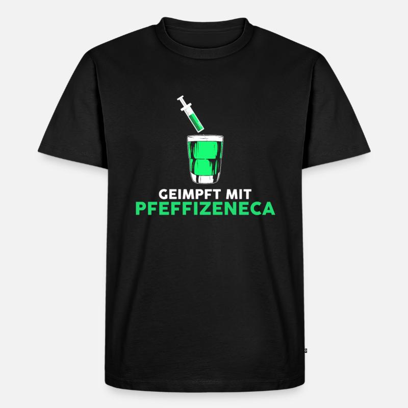 Geimpft mit Pfeffi Pfefferminzlikör - Männer Premium Bio T-Shirt - Schwarz