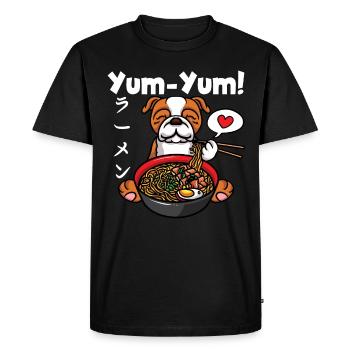 Yum Yum Japan Anime Ramen Noodle Bulldog - Men's Premium Organic T-Shirt - black - Front - Nico (187cm)