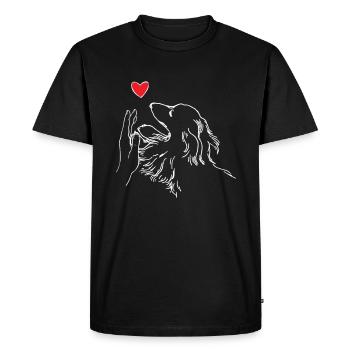 Le teckel à poil long cœur de teckel donne high five - T-shirt Premium bio Homme - noir - Devant - Nico (187cm)