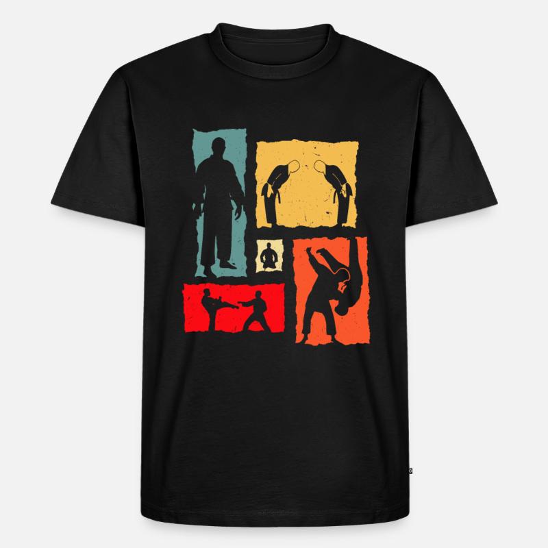 Judo Retro - Männer Premium Bio T-Shirt - Schwarz
