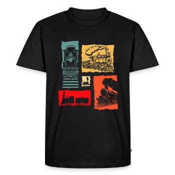 Train rétro - T-shirt Premium bio Homme - noir - Devant - Nico (187cm)