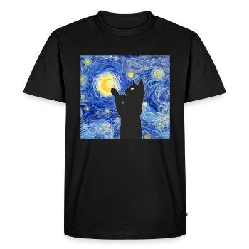 Van Gogh peignant le chat noir - T-shirt Premium bio Homme - noir - Devant - Nico (187cm)