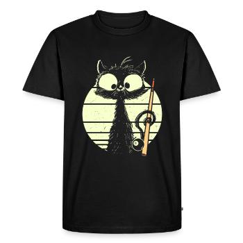 Chat avec billard Billard Billard Snooker - T-shirt Premium bio Homme - noir - Devant - Nico (187cm)